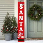 SRongmao Santa Stop Here Porch Sign Christmas Front Door Hanging Decorations 8x48inch Vertical Wooden Indoor Outdoor Standing Signs For Home Yard Farmhouse Holiday Decor - Image 3