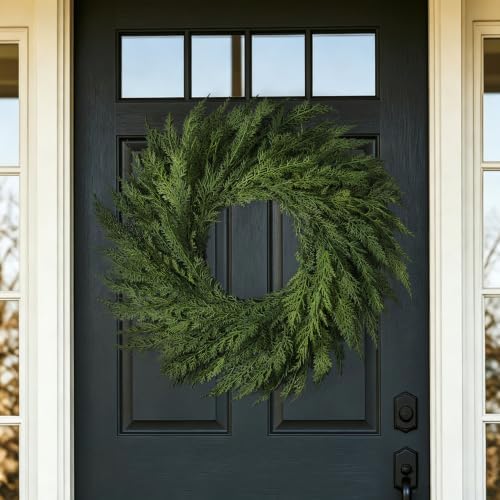 26’’ Large Real Touch Christmas Wreath, Artificial Cedar Wreath for Door - Image 5