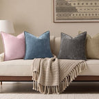 decorUhome Soft Chenille Throw Pillow Covers 26x26 Set of 2 Dark Grey - Image 4