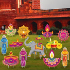 12 Pcs Happy Diwali Yard Sign Lawn Lights Festival Party Signs Decor with 24 Pcs Lawn Stakes Waterproof Happy Diwali Outdoor Decorations for Indian Deepavali Holiday Garden Yard Decor - Image 6