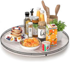 AMH 24-Inch Whitewashed Farmhouse Wooden Lazy Susan Organizer by AMH