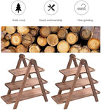 2 Pack Wood 3 Tier Serving Tray Three Tiered Cupcake Stand Rustic Rectangle Serving Platter for Party Decorative Tray Wooden Farmhouse Decor - Image 4