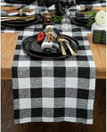 Solino Home 100% Pure Linen Table Runner, 14 x 90 in, Black and White Check by SolinoHome
