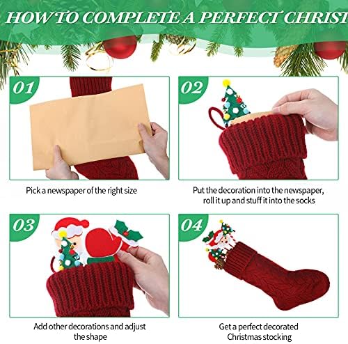 Chalyna 12 Pcs 14.5 Inch Cable Knit Stockings,Colorful - Image 3