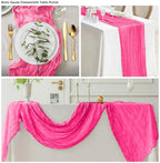 12 Pack Hot Pink 10 Ft Cheesecloth Table Runner 20x120 Inch Boho Wrinkled Sheer Romantic Gauze Decor for Wedding, Bridal Shower, Birthday Party - Image 4