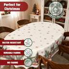 Oval Christmas Tablecloth 60x120 Inch, Cardinal Birds Christmas Table Cloth, Polyester Waterproof Wrinkle Resistant Xmas Table Cover for Holidays Kitchen Dinning Table Home Decor - Image 5
