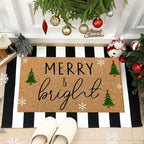 Moucuny 2 Pcs Christmas Coir Doormat Outdoor, Merry and Bright, Non Slip by Moucuny