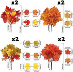 Tigeen 8Pcs Fall Leaves Faux Maple Leaves Stems Thanksgiving Decor, Vibrant - Image 2