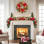 Garvee 6 Feet Christmas Garland with Lights for Mantle, Red Gold - Image 7