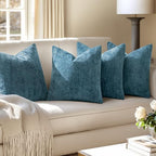 MIULEE Soft Decorative Chenille Pillow Covers Smoke Blue 20x20 Pack of 4 - Image 5