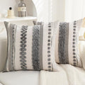 Boho Throw Pillow Covers 18x18 Set of 2 for Couch-Modern Farmhouse Sofa Decorative Grey Throw Pillows Covers Textured Chenille Cushion Covers Outdoor Netural Bohemian Pillow Cases Square by PLEPATE