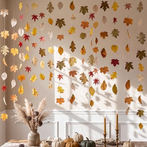 6 Pcs 35.4ft Fall Artificial Leaf Garlands with Hooks, Autumn Hanging Leaf Vines for Wedding Arch Table Thanksgiving Home Decor by Craftsatin
