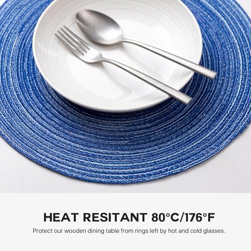 BARoyal Round Placemats Set of 12 Woven Placemats Washable Braided Table Mats for Dining Table Heat Resistant Non-Slip Circle Place Mats(Royal Blue) - Image 5