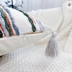 NUYECY Chenille and Cotton Long Pillow for Bed, Striped Textured Boho Lumbar Throw Pillow Cover 14x36, Neutral Accent Decorative Extra Long Body Pillow Case for Couch, Sofa, Bedroom, Sage Green - Image 3