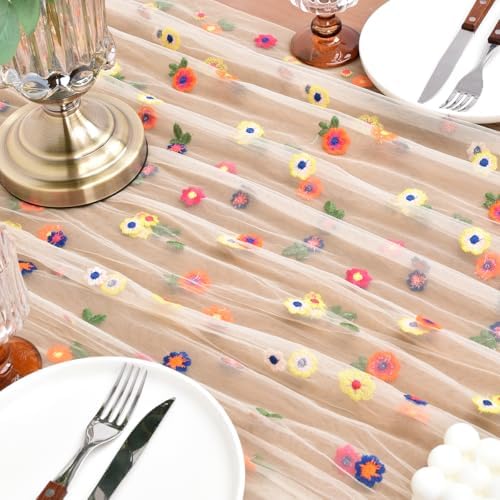Flower Table Runner Floral Daisy Fall Wedding Birthday Party Home Decor - Image 5