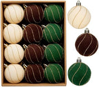 24PCS Velvet Christmas Ball Ornaments Set, 2.36" Shatterproof Baubles for Christmas Tree Decorations, Gold-Lined Hanging Baubles with Velvet Finish for Thanksgiving Holiday Party Décor, Multicolour by Arborus