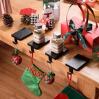 2 Pcs Christmas Stocking Holders Hanging Hooks Heavy Duty Mantel Stocking Holder Bases Weighted Metal Stocking Hangers for Shelf Fireplace Stair Xmas Party Decor (2, Black) - Image 6