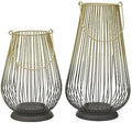 Mikasa Metal Wire Lanterns with Glass Insert, Gold and Black Ombre, Set of 2 by Mikasa