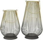 Mikasa Metal Wire Lanterns with Glass Insert, Gold and Black Ombre, Set of 2 by Mikasa