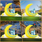 KOOY 7.8 FT Long Inflatable Ramadan Crescent Moon Decorations with Mosque & Star Blow Up Islamic Eid Decor Muslim Holiday Outdoor Decorations with LED Lighted - Image 2
