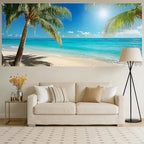 6x13 FT Tropical Beach Garage Door Banner - Palm Tree & Ocean Backdrop, Large Indoor Outdoor Garage Door Cover, Summer Vacation Theme Decoration for Home, Yard Luau Party - Image 6
