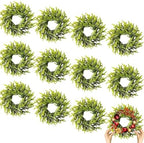12 Pcs Christmas Wreath 10 Inch Green Artificial DIY Faux Plain Wreaths Front Door Green Farmhouse Cabinets Wreath Indoor Outdoor Wall Decor(Pine Needle) by Gosodeny