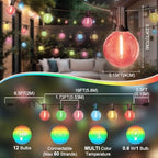 LAMPHOME LED Outdoor String Lights, 4 Pack 26FT Patio Lights with 12+1 Edison Shatterproof Bulbs, UL Waterproof Connectable Dimmable Multicolor Outside easterLights for Backyard Porch Easter Decor - Image 3