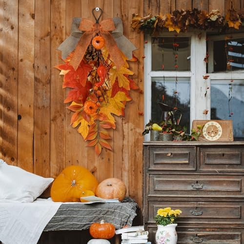 Shihanee 2 Pack 20 in Fall Teardrop Swags Autumn Front Door Decor - Image 5
