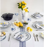 Solino Home 100% Linen Table Runner, 14 x 108 in, Navy and White Striped - Image 2