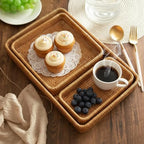 Rattan Serving Tray Set of 3, Rectangular Woven Tray, Natural Wicker Decorative Serving Tray, CoffeeTabletop Vanity Organizer, Bathroom Kitchen Counter, (S 4.3 x 8.3), (M 8.3 x 8.3), (L14.6 × 9.1) - Image 5