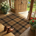 3x4 Entryway Door Mat Indoor – Washable Non Slip Small Rug for Front Door, Kitchen Sink, Mudroom, Garage Entry, Low Profile Easy Clean Farmhouse Plaid Floor Mat by JTJ