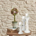 Homebia Design Antique White Wooden Candle Holder Set of 3 – 10, 8, 6 Inch - Image 6