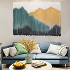 laddawan Extra Large Boho Wall Decor For Bedroom Macrame Wall Hanging Dip-Dyed Tapestry Modern Wooden Home Wall Art For Living room (Yellow) - Image 4