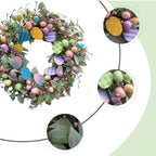 24 Inch Spring Easter Eggs Wreath with Lamb Ears Leaves for Front Door, Glitter Eggs Green Leaves Door Wreath with Berries for Indoor and Outdoor, Easter Egg for Home Decor - Image 2