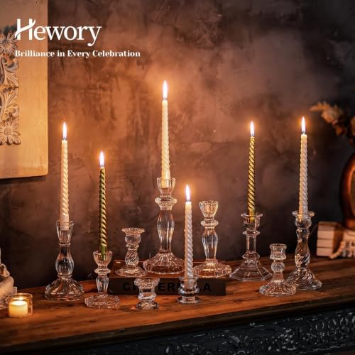 Hewory Crystal Taper Candle Holders: 10PCS Clear Glass Candlestick Holders - Image 3