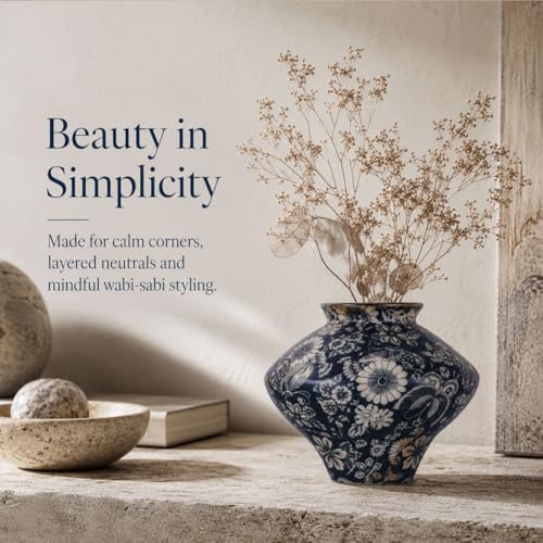 Wabi Sabi Rusty Vintage Vase, 6.3" Tall Wabi Sabi Decor Rustic Farmhouse Pottery Vase for Centerpiece, Textured Pottery Flower Vases for Home Decor, Table, Living Room, Bathroom, Kitchen (6.3 in) - Image 4