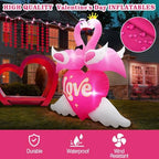 6.6FT Valentines Day Inflatables Pink Flamingos Couple with Love and Heart Decoration, Valentines Blow up Yard Decoration Flamingo Inflatable Built-in 5 LED for Anniversary Valentine Day Wedding Decor - Image 3