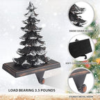 JUSTOTRY Christmas Stocking Holders for Mantle Set of 4 Snow Brown Vintage Xmas Tree with Non-Skid Stockings Holders for Fireplace Home Decor Holiday Gifts Christmas Decorations Indoor Supplies - Image 3