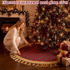 Blueweenly 48 Inch Christmas Tree Skirt, Red and Green Plaid - Image 6