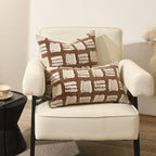 Decorative Boho Body Pillow Cover 14x24, Brown White Abstract Grid Lumbar Pillow Covers, Farmhouse Pillows Cushion Cover for Bed Sofa Bedroom Living Room - Image 5