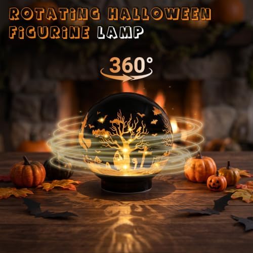Halloween Decorations Rotating Lamp with Timer Halloween Figurine Light - Image 2