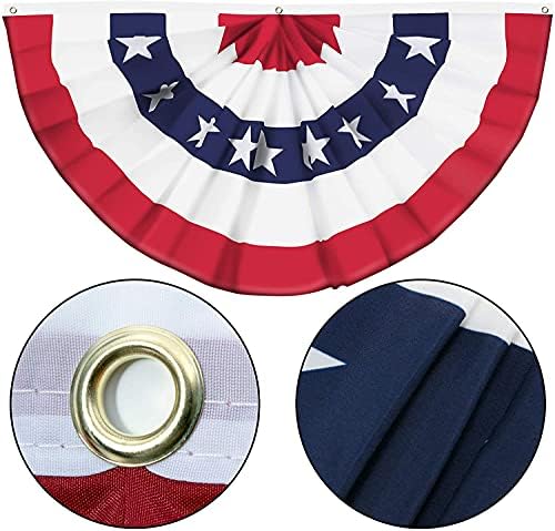 American Flag Bunting Patriotic Pleated Fan Flag USA Flags with Brass Grommets and Zip Ties for 4th of July Memorial Day Decoration Outdoor (5, 1.5x3 Feet) - Image 7