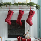 12 Pcs Christmas Stocking 18" Plush,Burgundy - Image 3