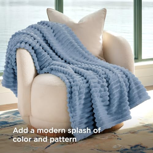 Bedsure Soft Blue Throw Blanket for Couch Decor Gifts 50"x60" - Image 3