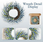 Spring Wreath Door Decoration with Blue Leaves and Forsythia - Image 4