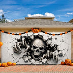 Gothic Horror Skeleton Halloween Garage Door Banner 7x16ft, Creepy Vampire - Image 5