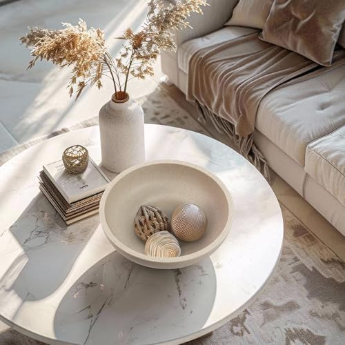YMXYJM Decorative Resin Bowl, Large Fruit Bowl, Artificial Stone Beige - Image 5