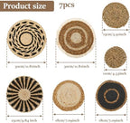 7 Pcs Boho Wall Basket Decor, Rattan Wicker Boho Wall Decor, Hanging Woven Basket Wall Decor, Round Handmade Wall Art for Living Room Bedroom Display Table Settings Home Christmas Decoration (Black) - Image 6