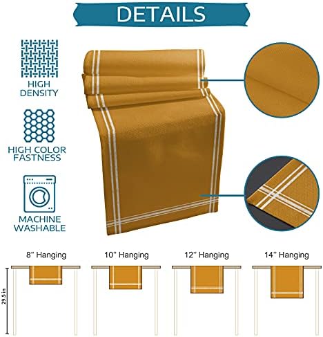 Smile Sunflower Ginger Yellow Table Runner, Burlap Table Runners 120 inches Long,Farmhouse Style Solid Color Table Runner for Wedding Holiday Party Dinner,Dresser Scarf Decor - Image 7