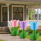 3 Pcs Spring Outdoor Tulip Decorations 3D Large Wooden Tulip Yard Signs Rustic Flower Porch Decorations for Home Spring Party Porch Yard Garden Front Door, 15.75 Inch - Image 4